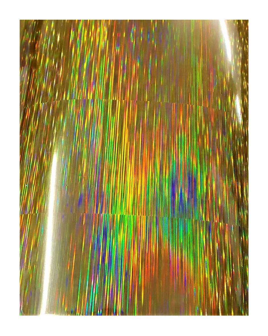 PACK X 15 Foil Hologramado Tramado Hoja A4 29.7 X 21 CM. Cepillado Oro