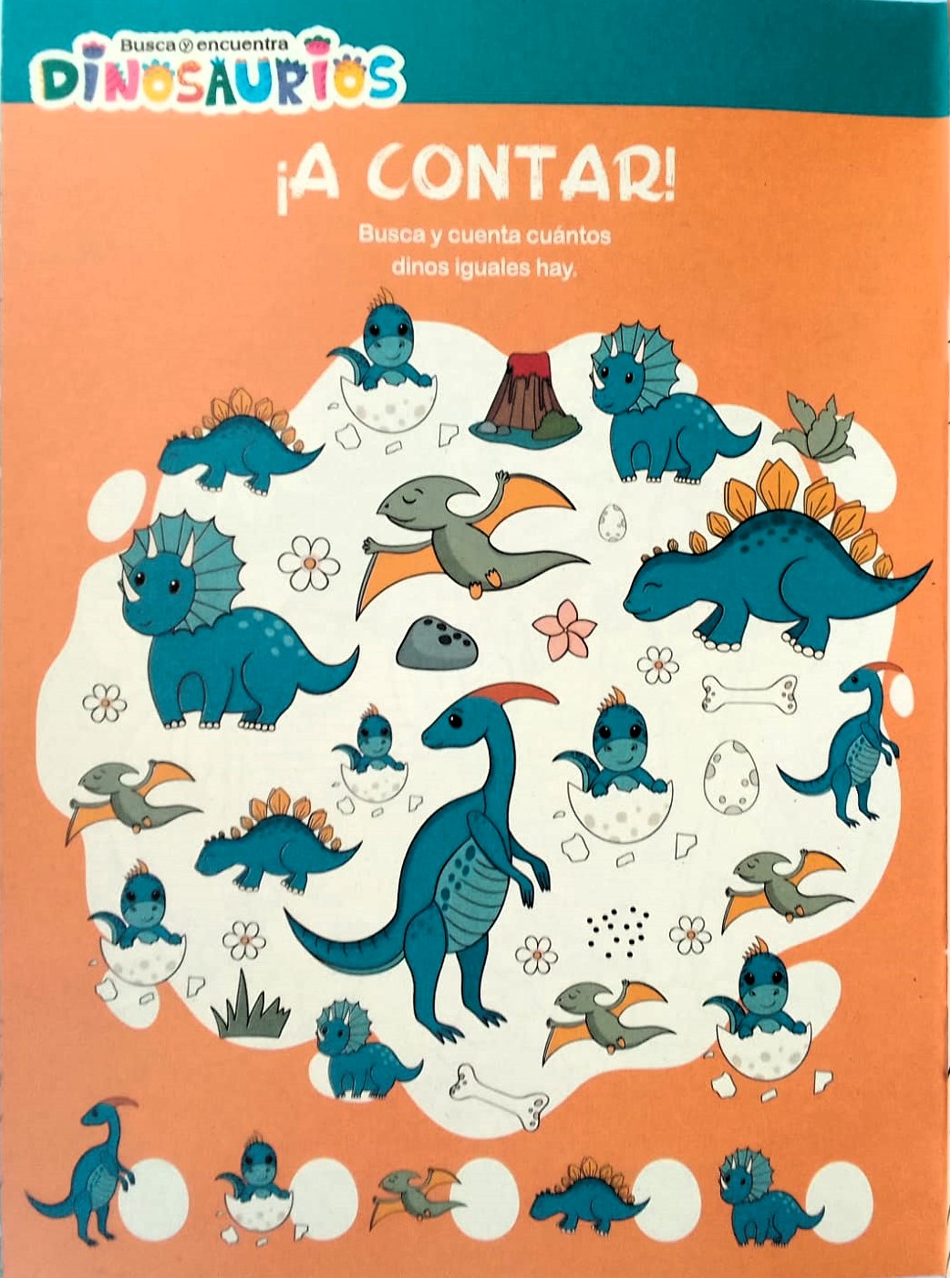 PACK X 2 LIBROS actividades Busca y encuentra dinosaurios 32 Paginas con stickers formato 23 x 31 cm.