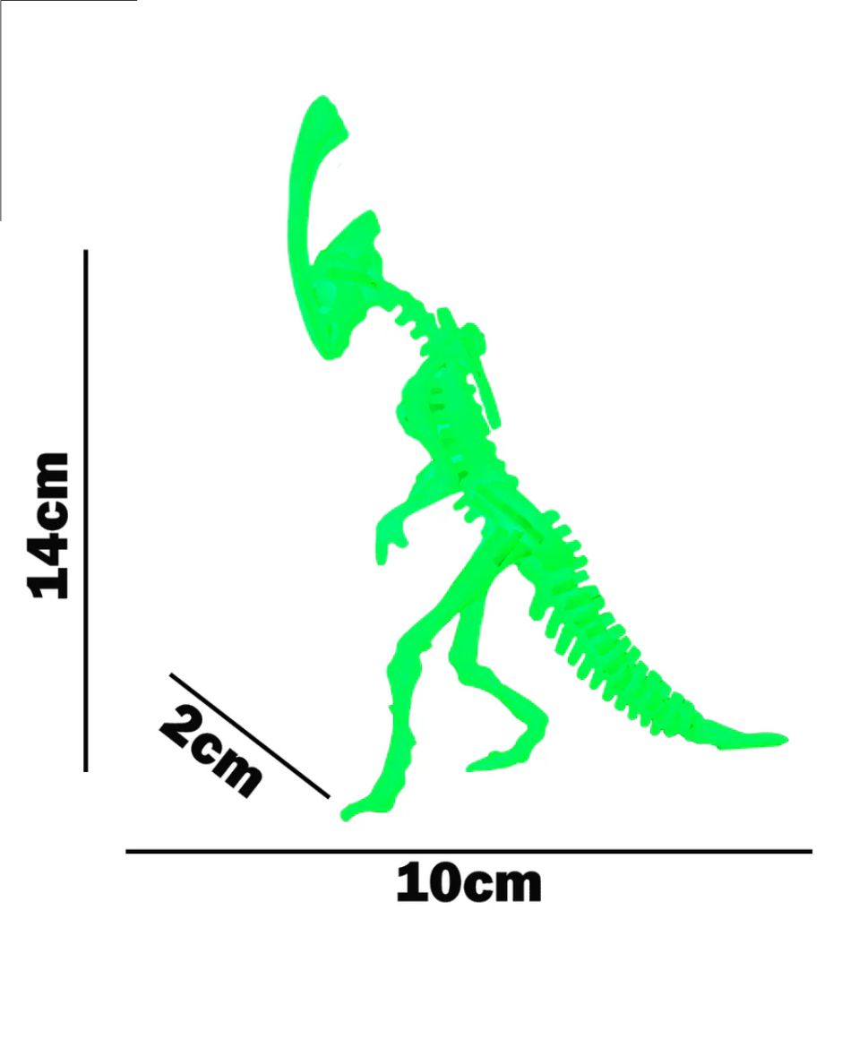 PACK X 2 PARASAUROPOLUS DINOSAURIOS PARA ARMAR QUE BRILLAN EN LA OSCURIDAD 