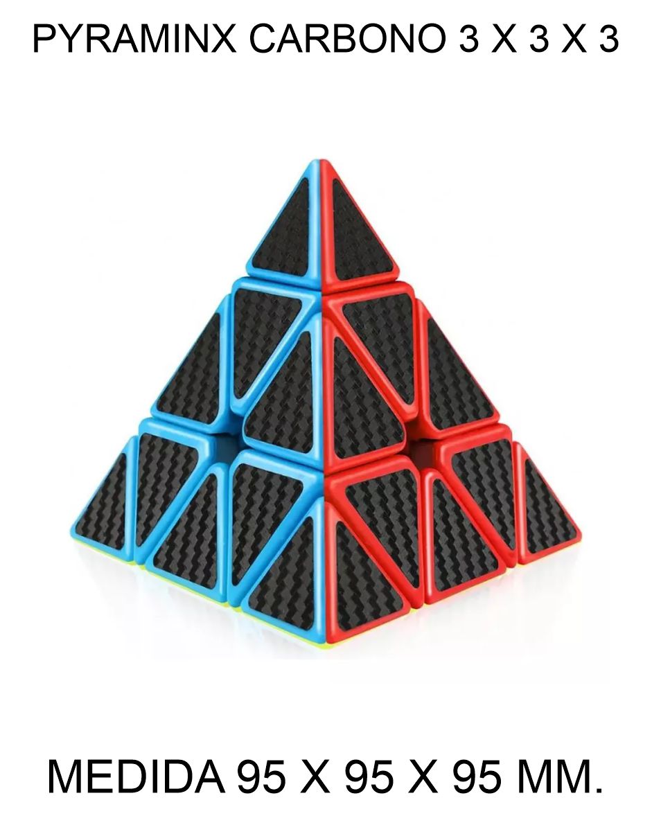 CUBO DE RUBIK O MAGICO MEILONG 3 X 3 X 3 MOYU PYRAMINX CARBONO 95 X 95 X 95 MM. PIRAMIDE