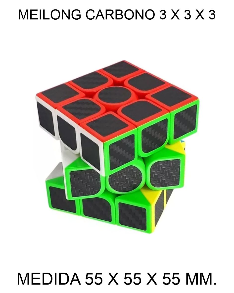 CUBO DE RUBIK O MAGICO MEILONG 3 X 3 X 3 MOYU CARBONO 55 X 55 X 55 MM. 