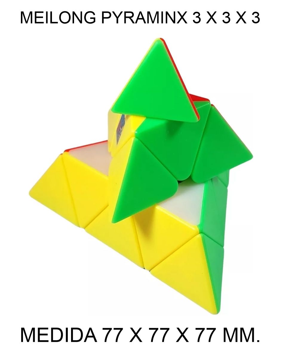 CUBO DE RUBIK O MAGICO MEILONG 3 X 3 X 3 MOYU PYRAMINX 77 X 77 X 77 MM. PIRAMIDE