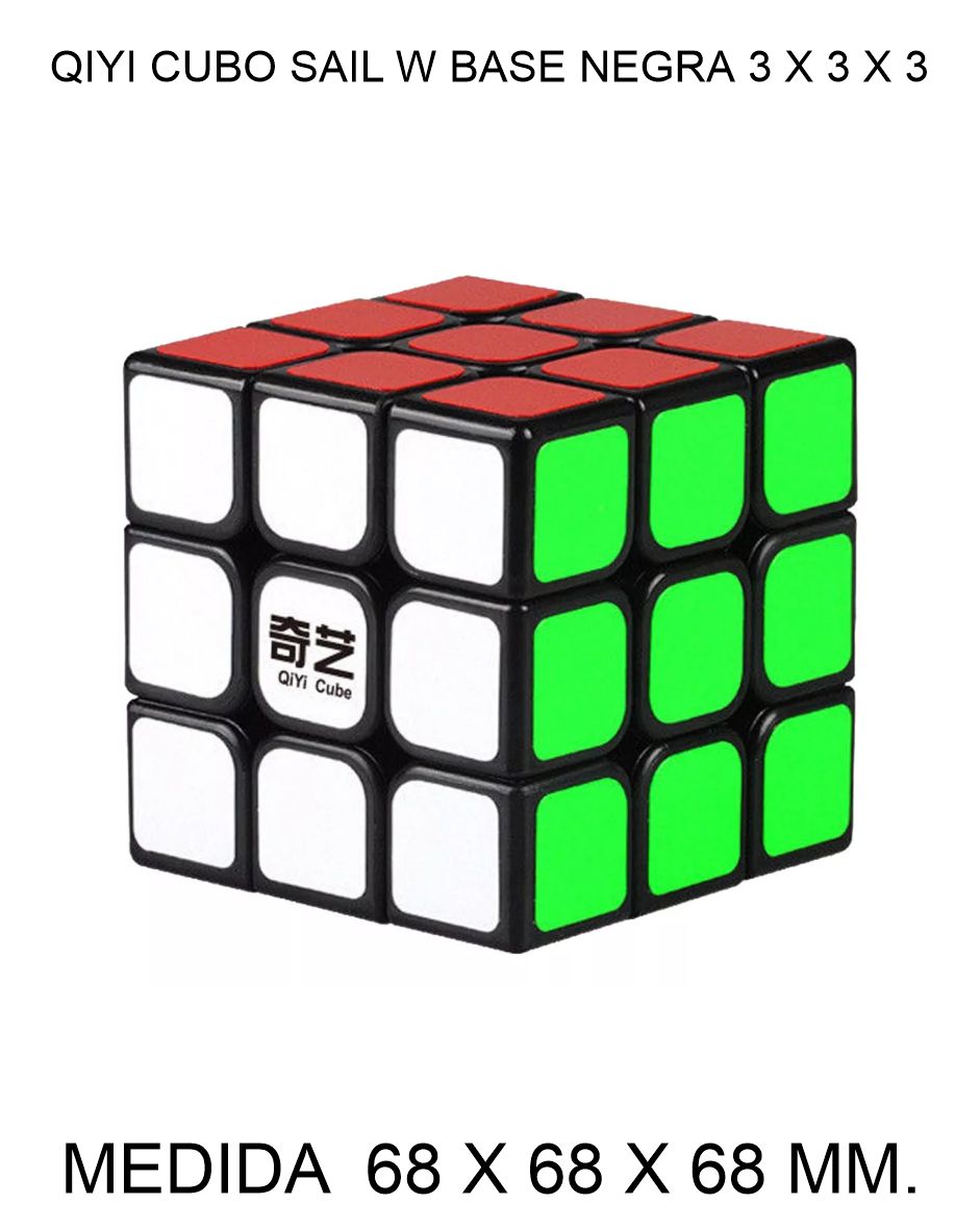 CUBO DE RUBIK O MAGICO QIYI 3 X 3 X 3 CUBO SAIL W BASE NEGRA 68 X 68 X 68 MM. 