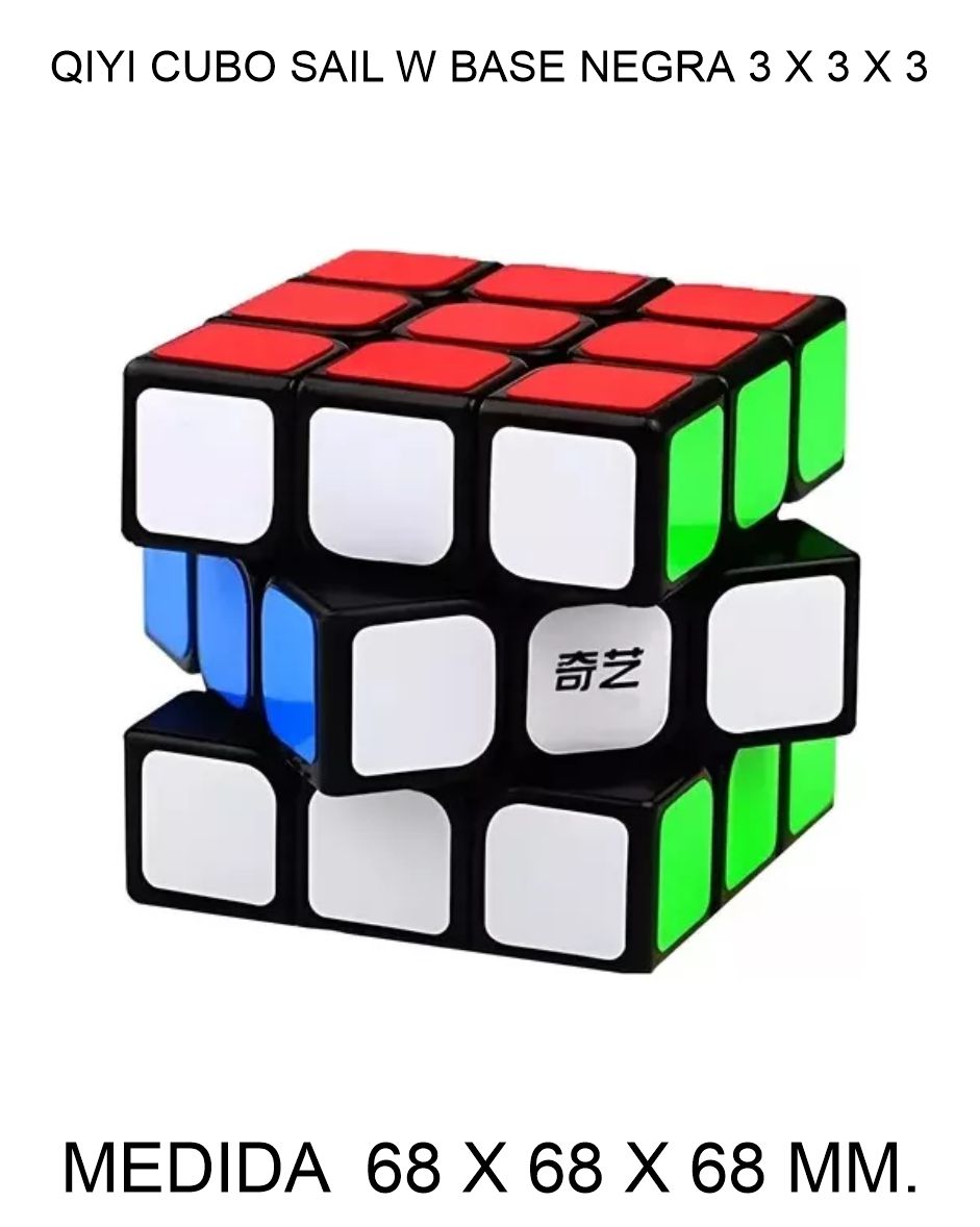 CUBO DE RUBIK O MAGICO QIYI 3 X 3 X 3 CUBO SAIL W BASE NEGRA 68 X 68 X 68 MM. 