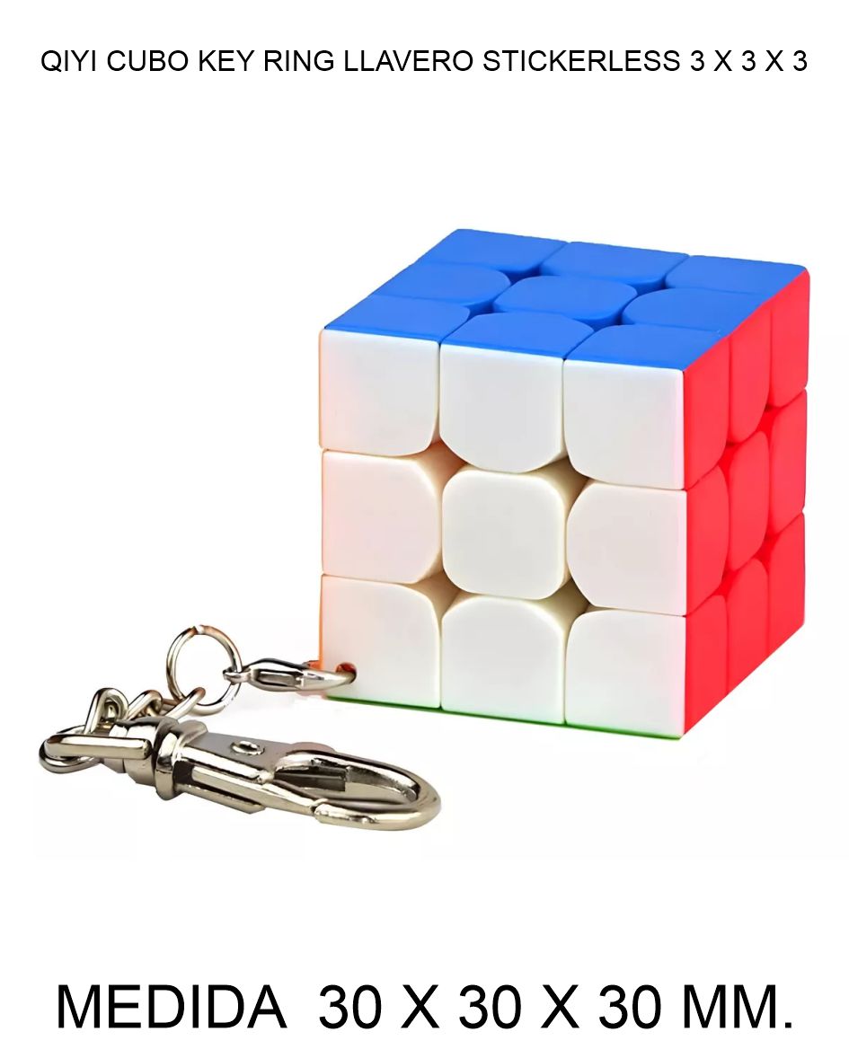 CUBO DE RUBIK O MAGICO QIYI 3 X 3 X 3 CUBO KEY RING LLAVERO STICKERLESS 30 X 30 X 30 MM. 