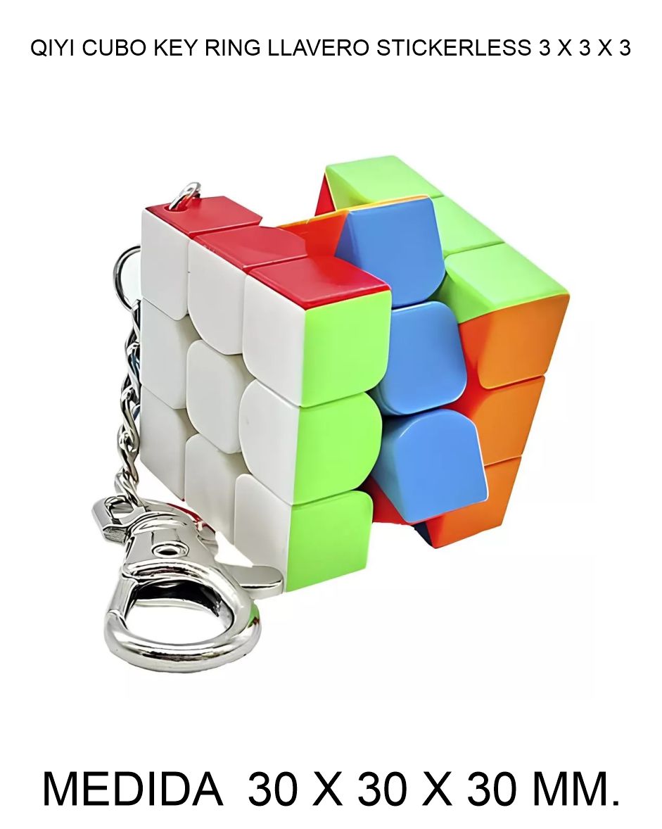 CUBO DE RUBIK O MAGICO QIYI 3 X 3 X 3 CUBO KEY RING LLAVERO STICKERLESS 30 X 30 X 30 MM. 