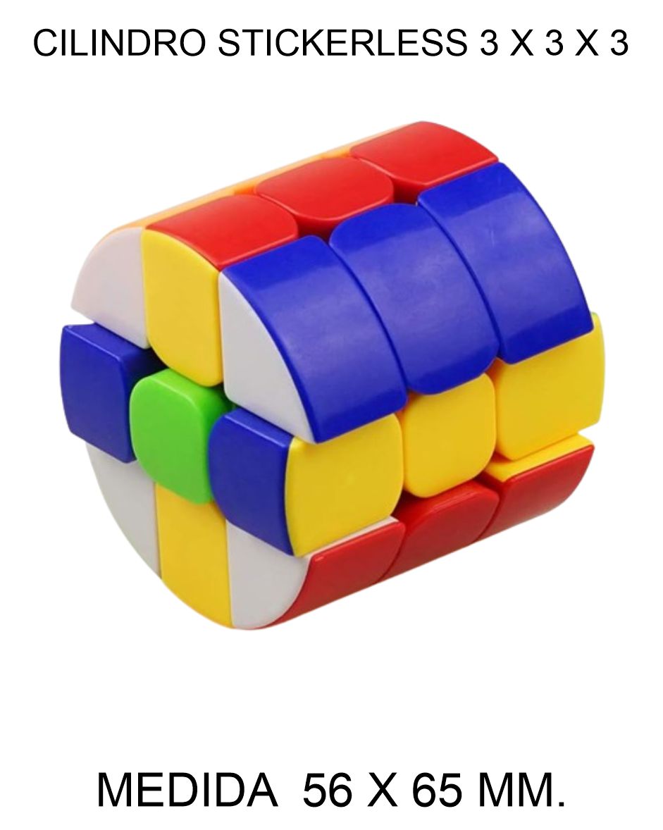 CUBO DE RUBIK O MAGICO JIEHUI 3 X 3 X 3 CILINDRO STICKERLESS 56 X 65 MM. 