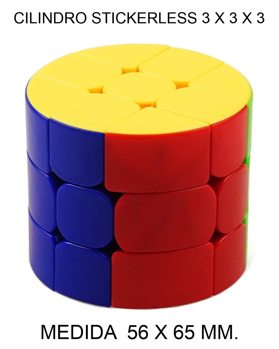 CUBO DE RUBIK O MAGICO JIEHUI 3 X 3 X 3 CILINDRO STICKERLESS 56 X 65 MM. 