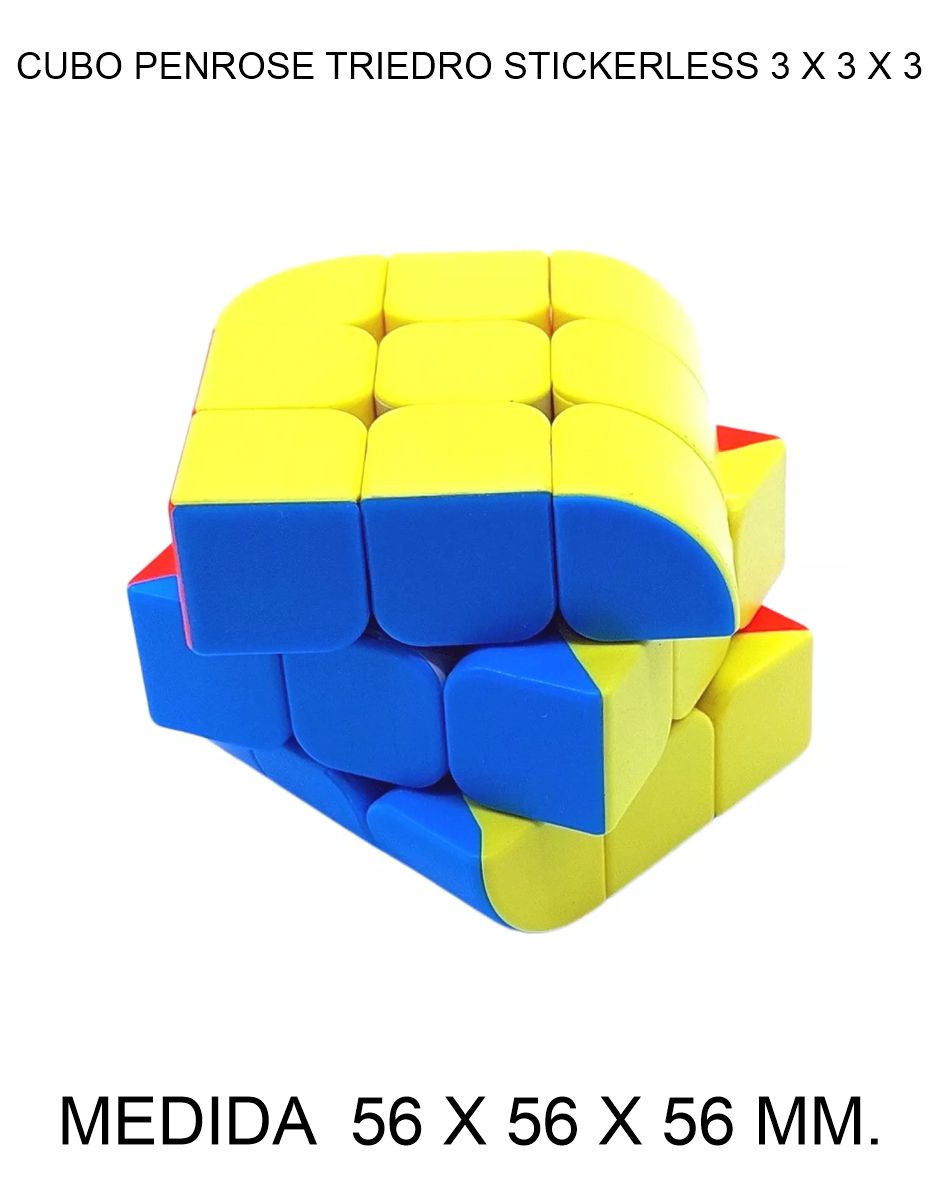 CUBO DE RUBIK O MAGICO JIEHUI 3 X 3 X 3 PENROSE TRIEDRO STICKERLESS 56 X 56 X 56 MM. 