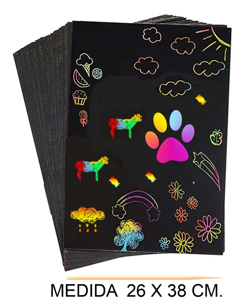 PACK X 6 PAPEL MAGICO SCRATCH PACK X 5 HOJAS 26 X 38 CM 